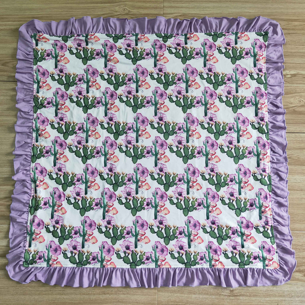 soft purple cactus flower blanket
