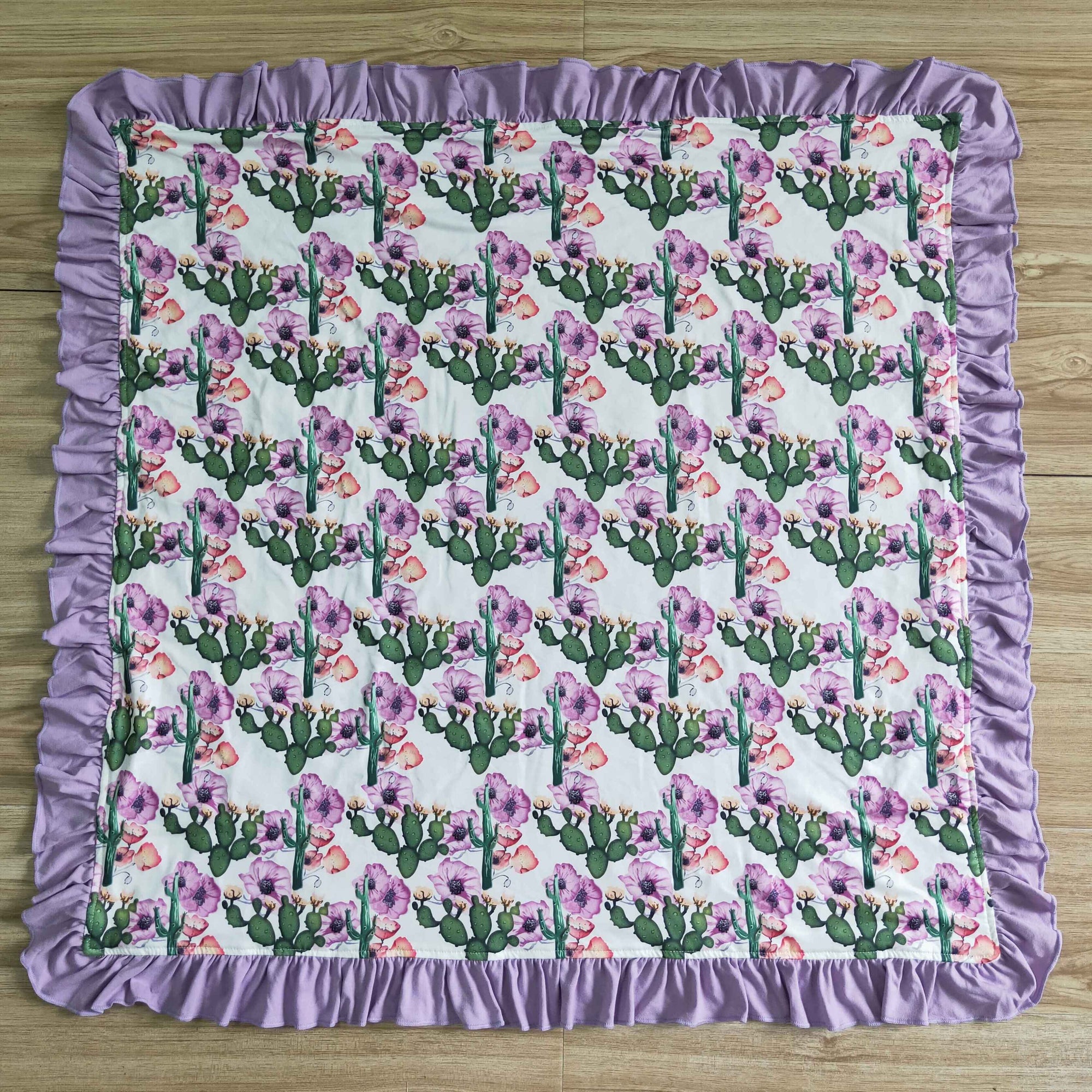 soft purple cactus flower blanket