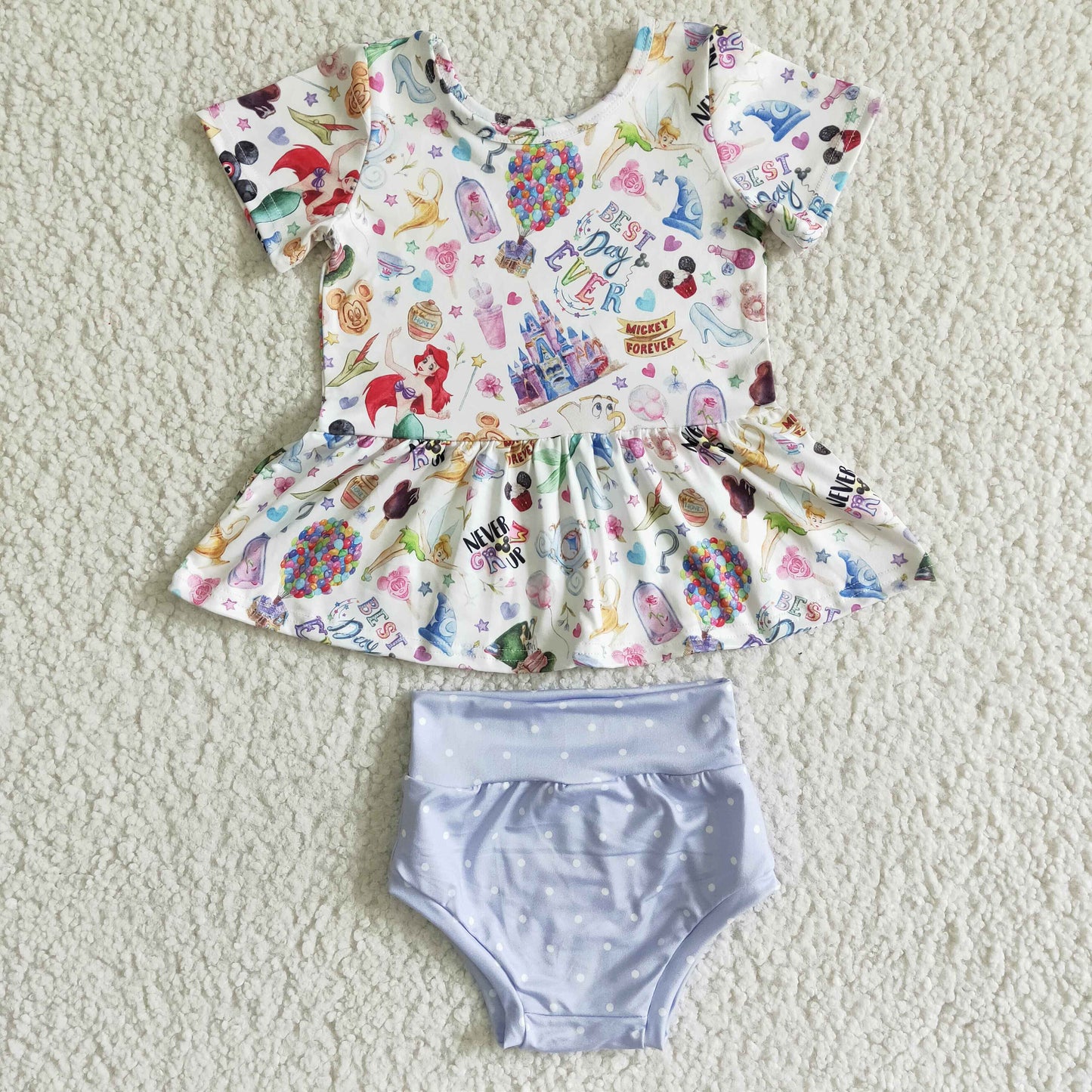 infant girl’s bloomer bummie set outfit for summer
