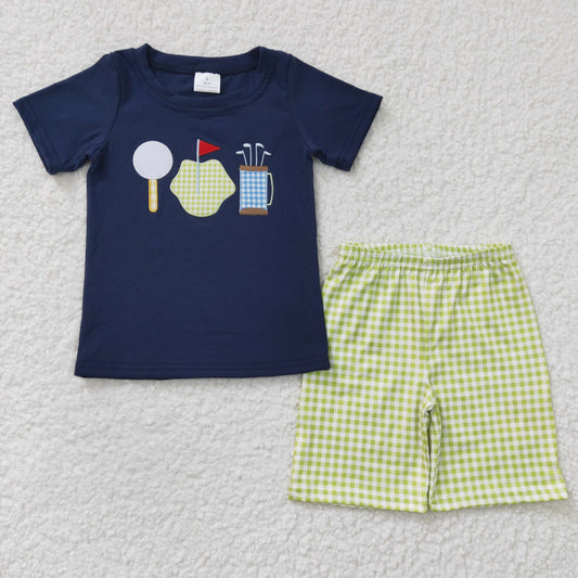 sports golf embroidery shorts set boy’s clothes