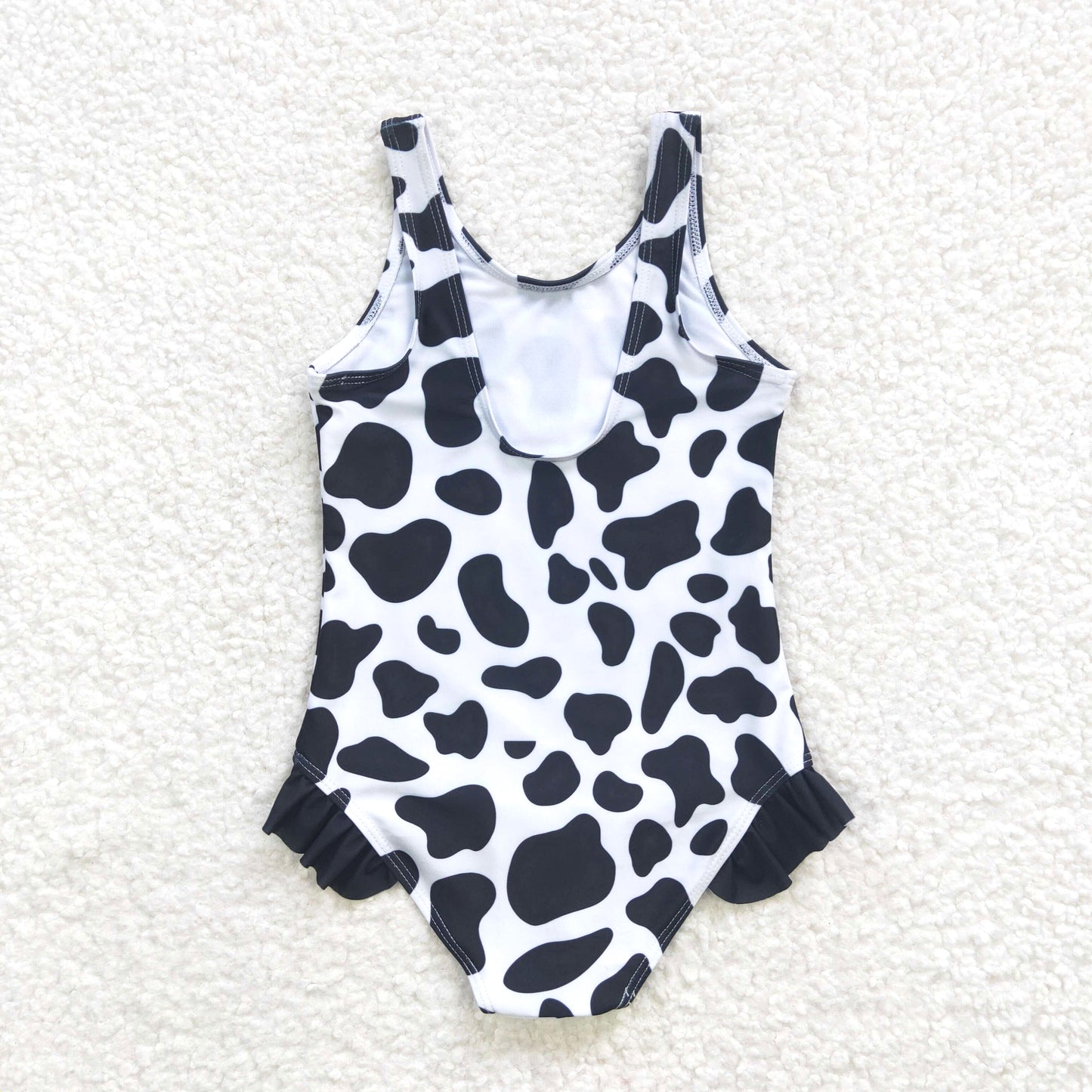 kids swim wear cow print girl swimsuit plus liner