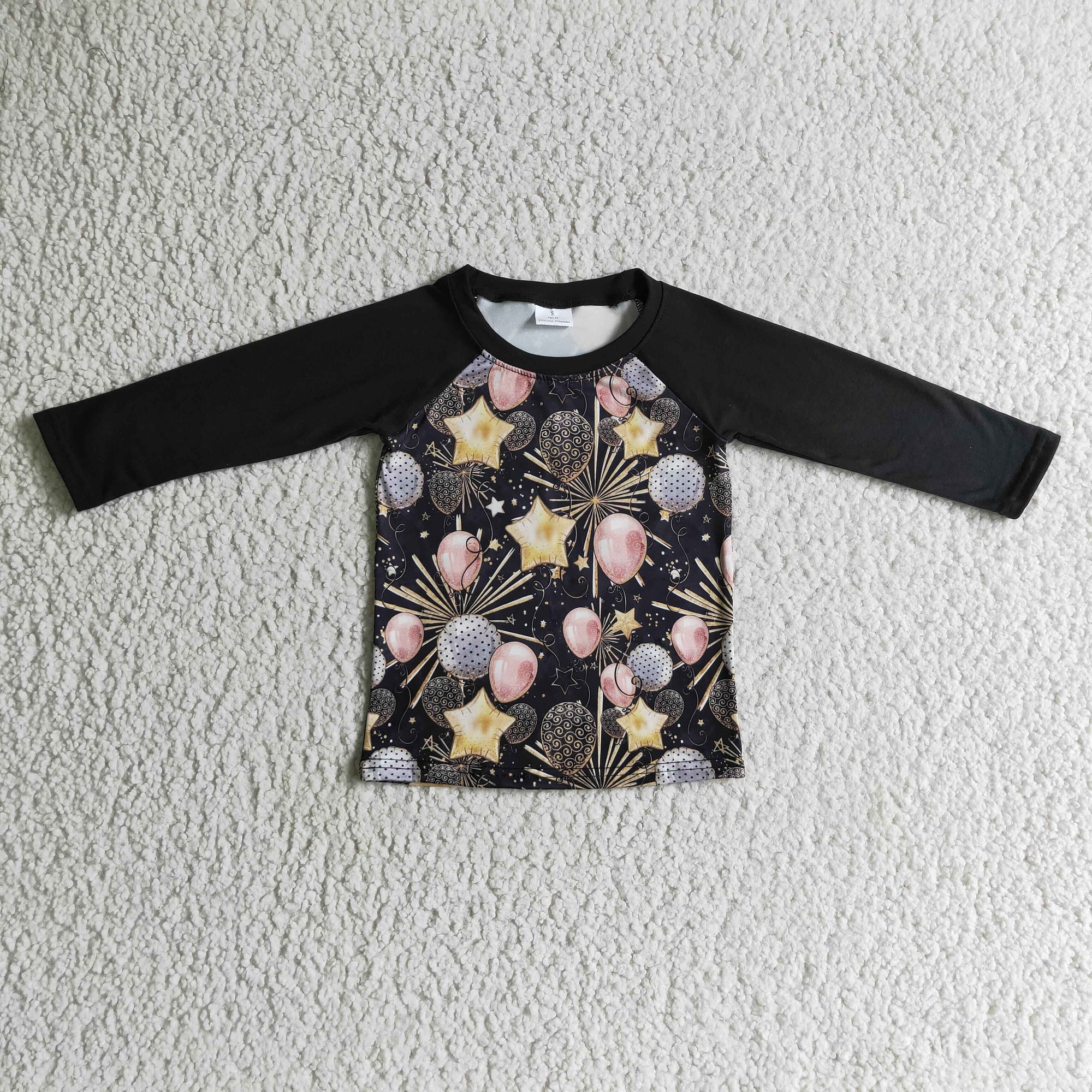 happy new year balloon firework raglan clothing for boy