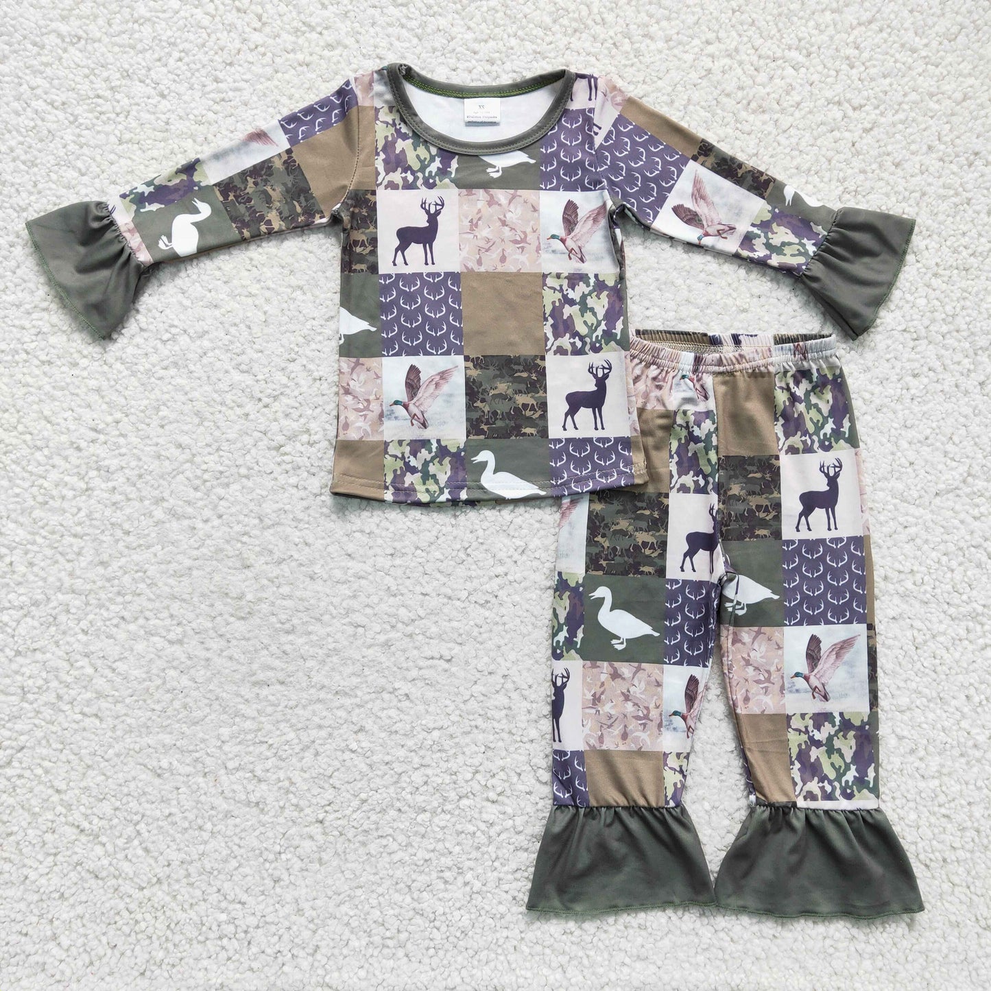 girl camo duck deer pajama outfit