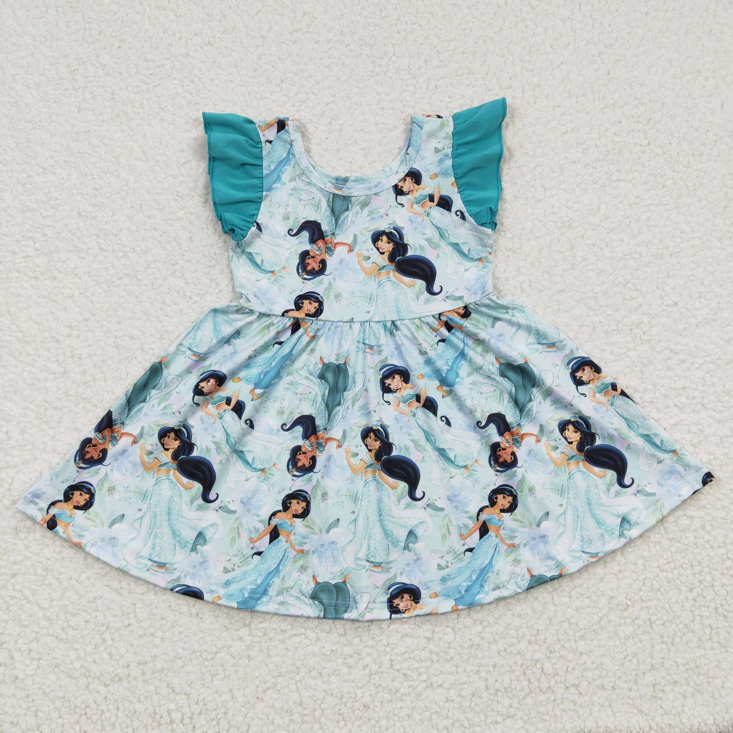 flutter sleeve cartoon princess ruffle dress girls clothes