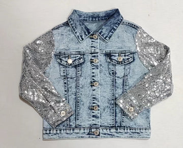 sequin denim jacket coat