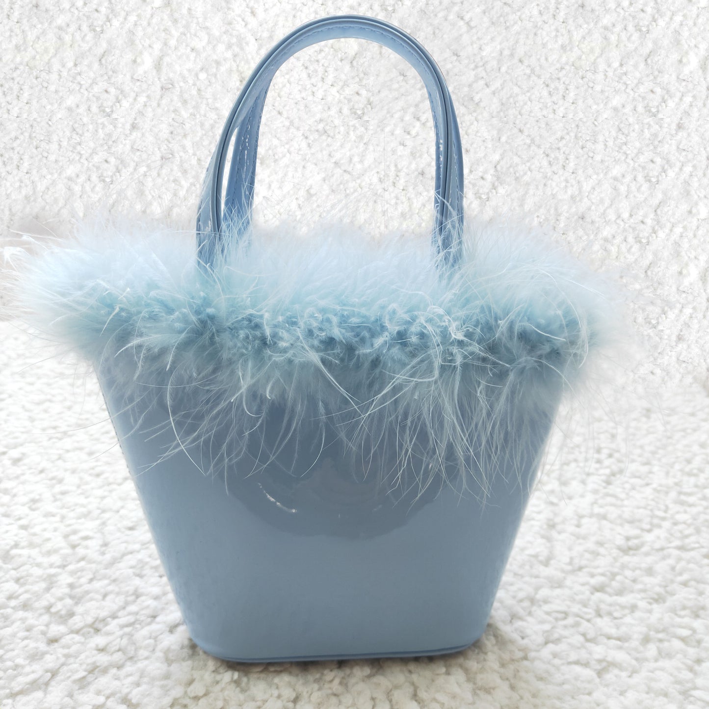 blue leather handbag