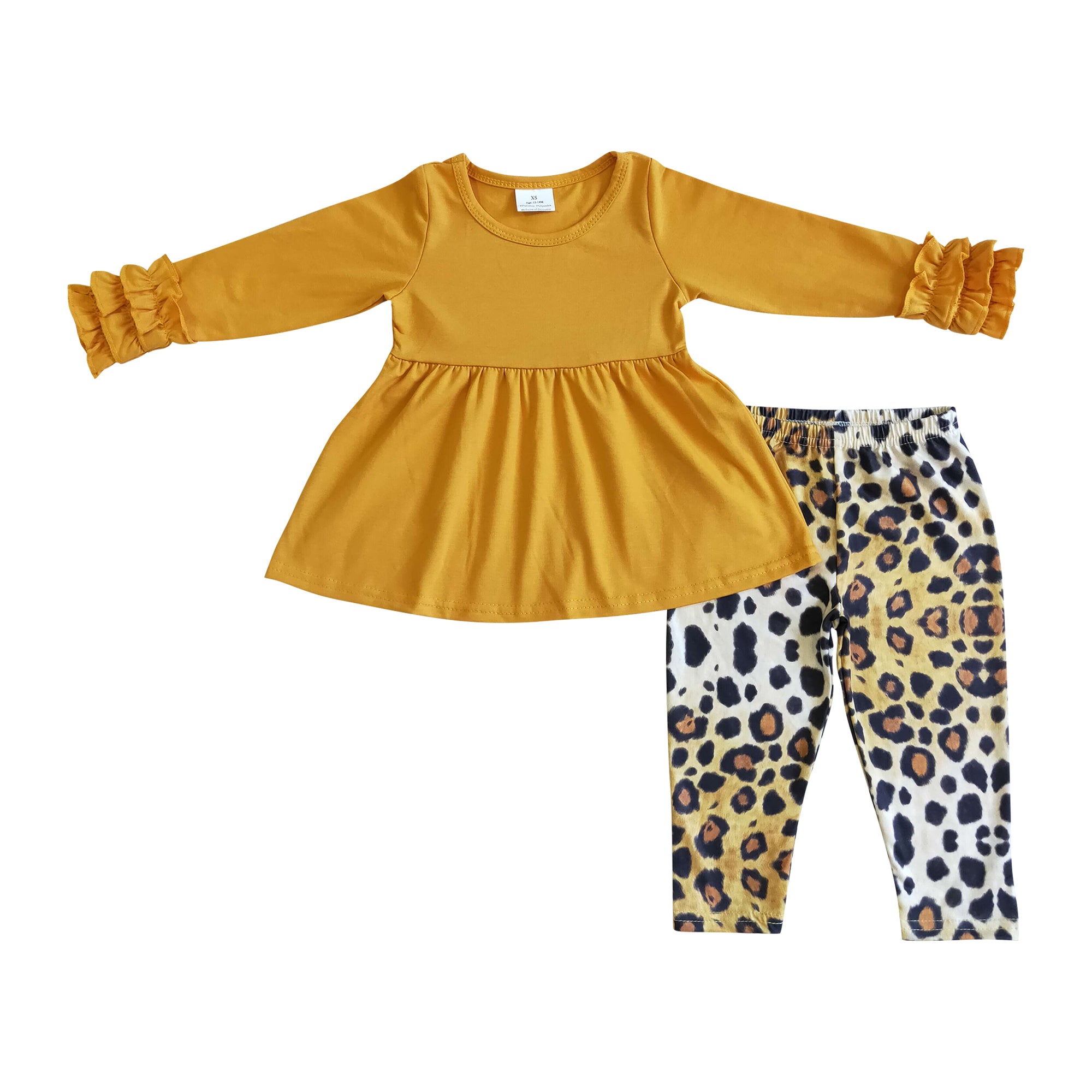mustard cotton top legging outfit girls autumn clothes