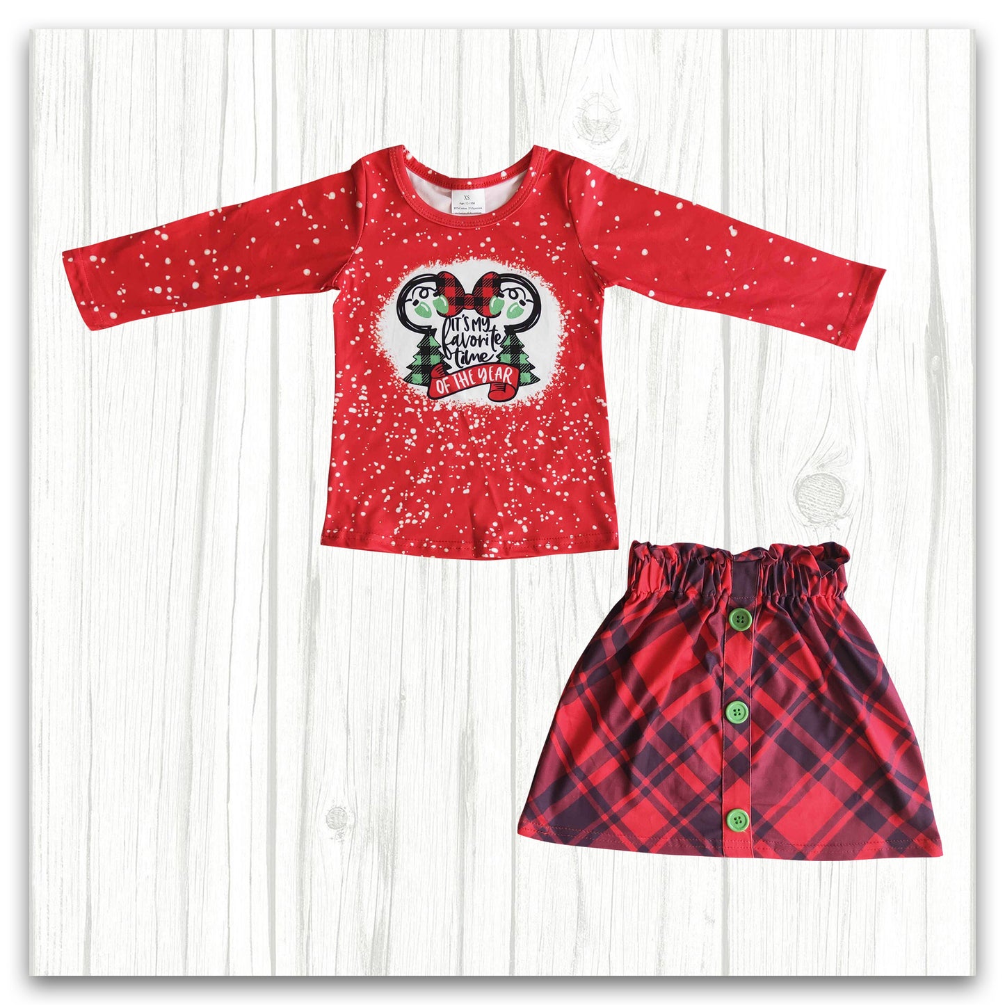 Merry Christmas Red Plaid Skirt Outfit