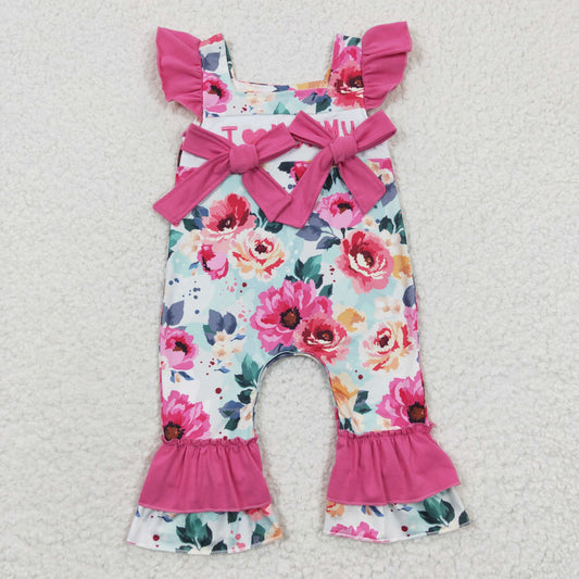 i love mommy floral embroidered romper for baby girl