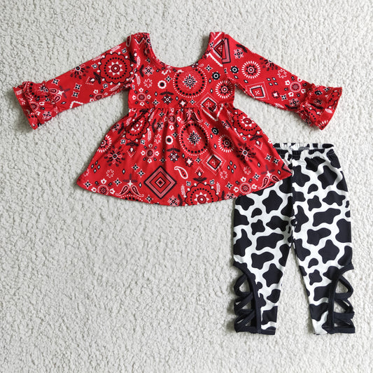 western cow print cross legging outfit