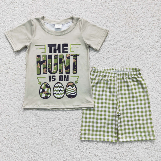 boy easter outfit the hunt is on egg shorts set