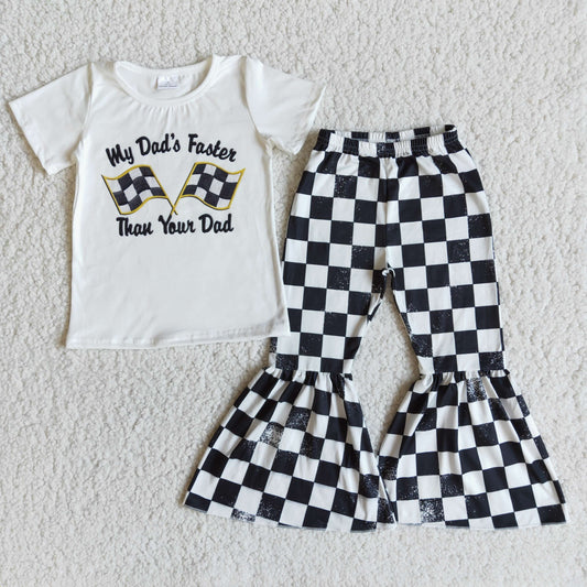 checkered bells race outfit