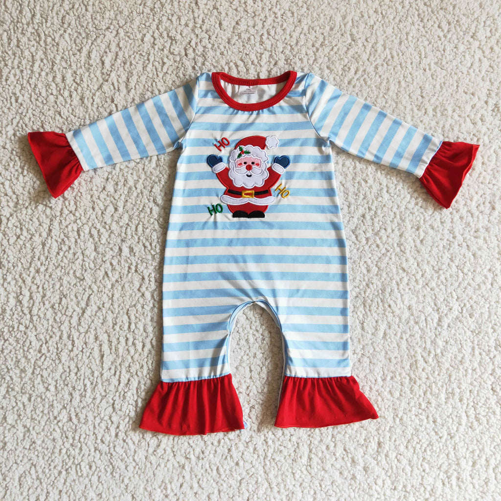 christmas hohoho santa embroidery baby boy romper