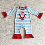 christmas hohoho santa embroidery baby boy romper