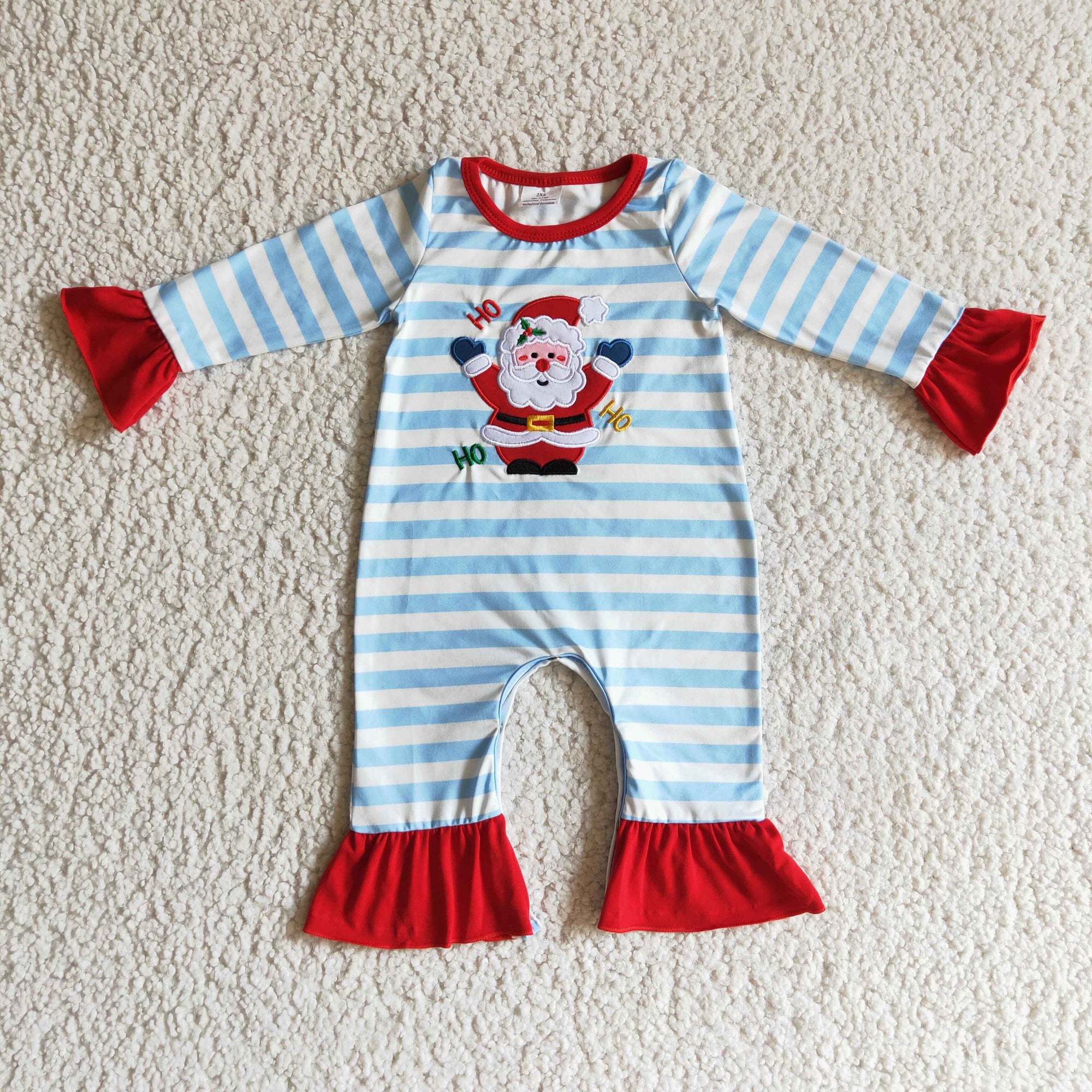 christmas hohoho santa embroidery baby boy romper