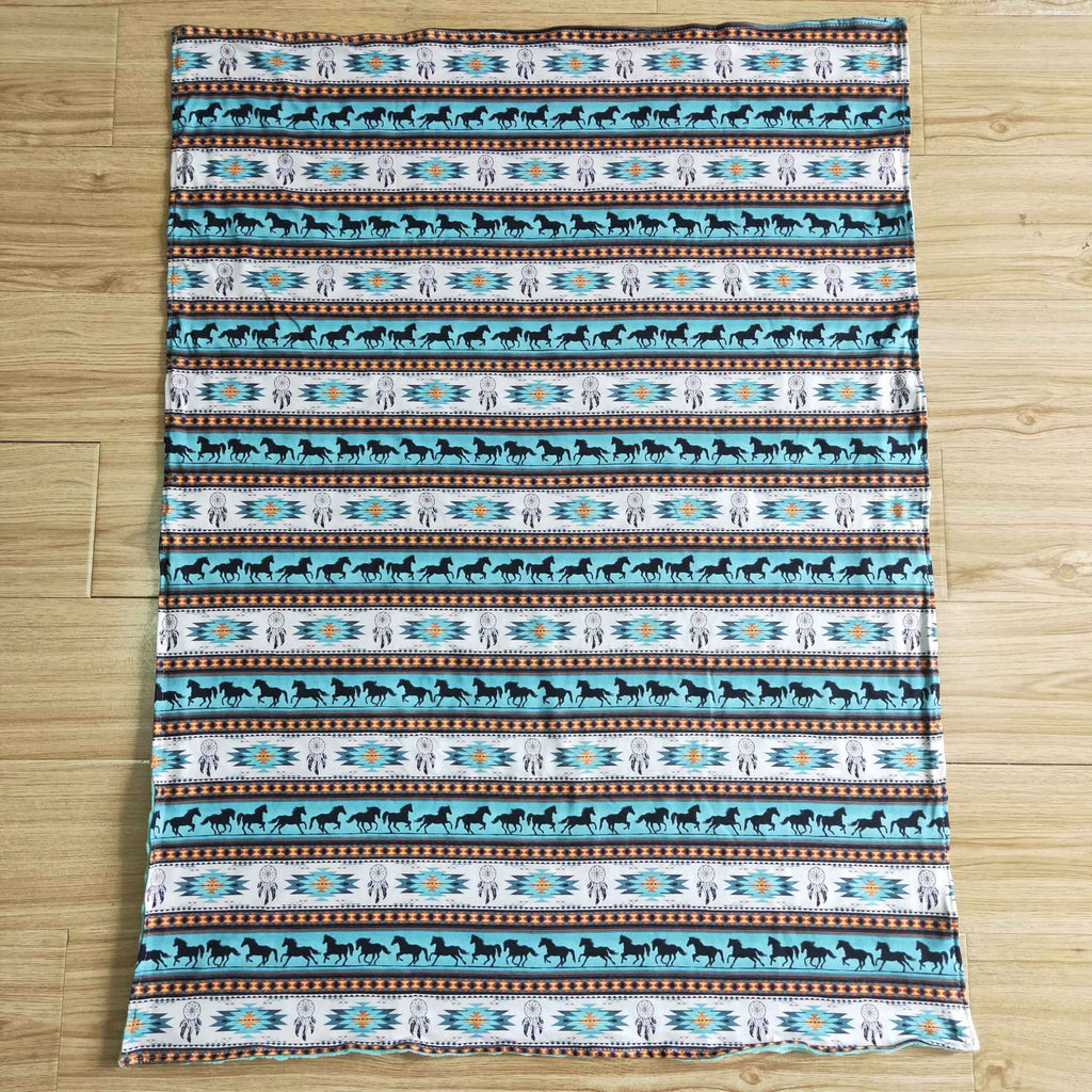 Soft Horse Print Minky Blanket