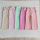 nude pink cotton straight leg plisse trouser