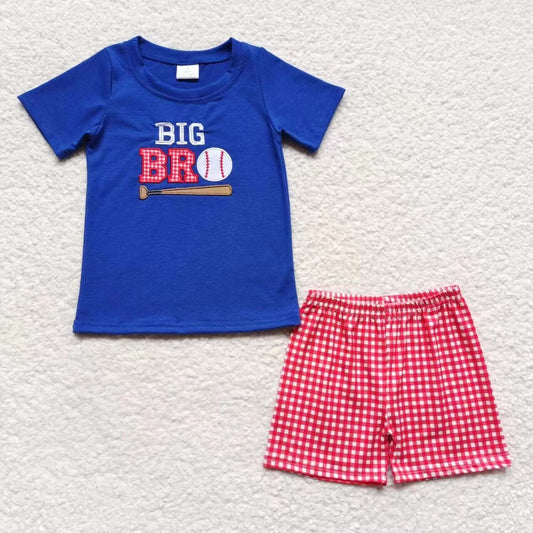 big bro baseball embroidery boy shorts set