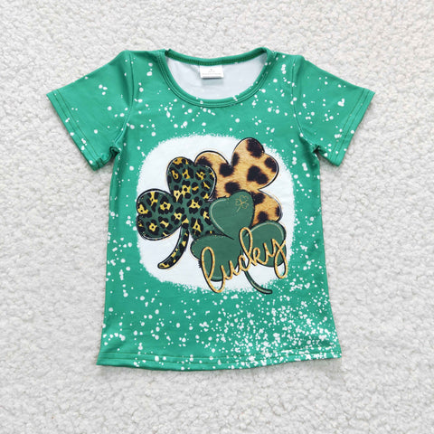 St patrick green clover t shirt lucky