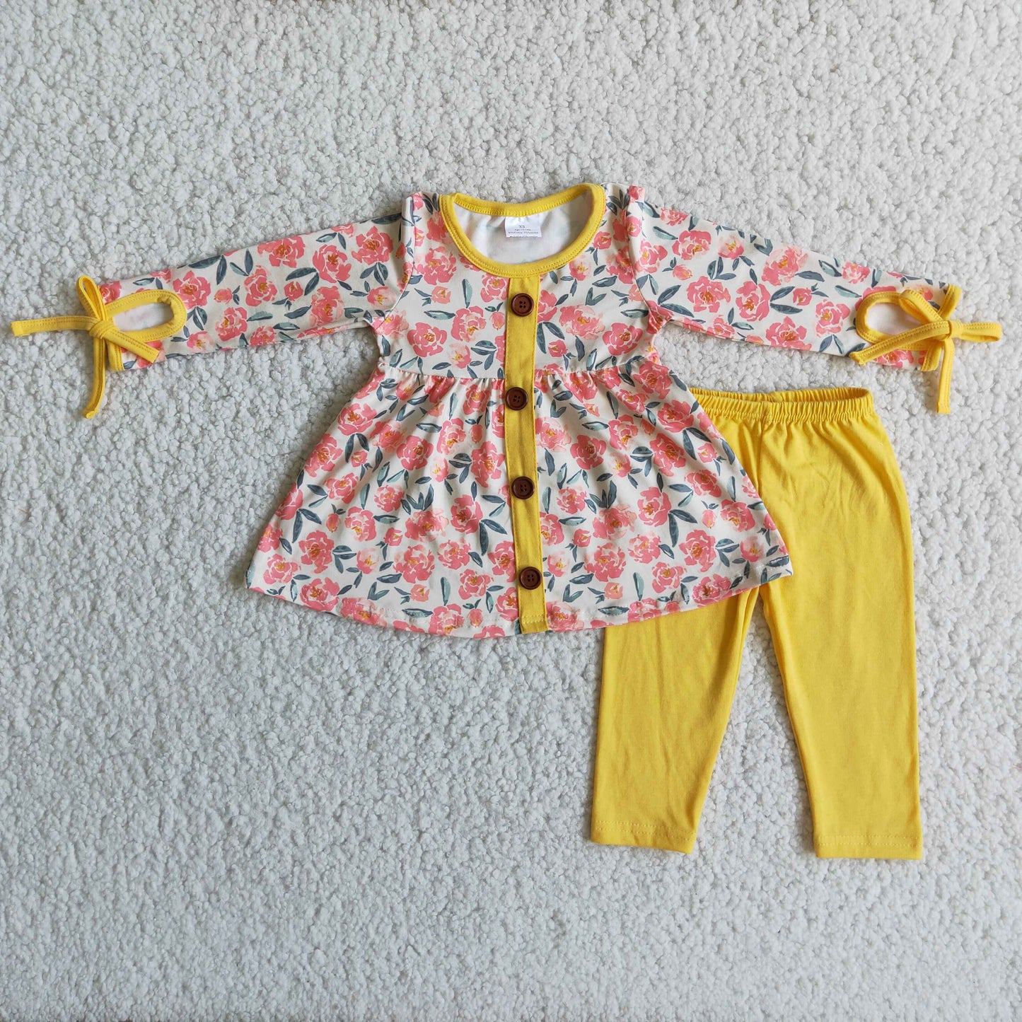 pink flower tunic mustard legging set girls fall clothing