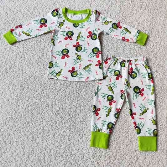 Green Christmas Pajamas Boy