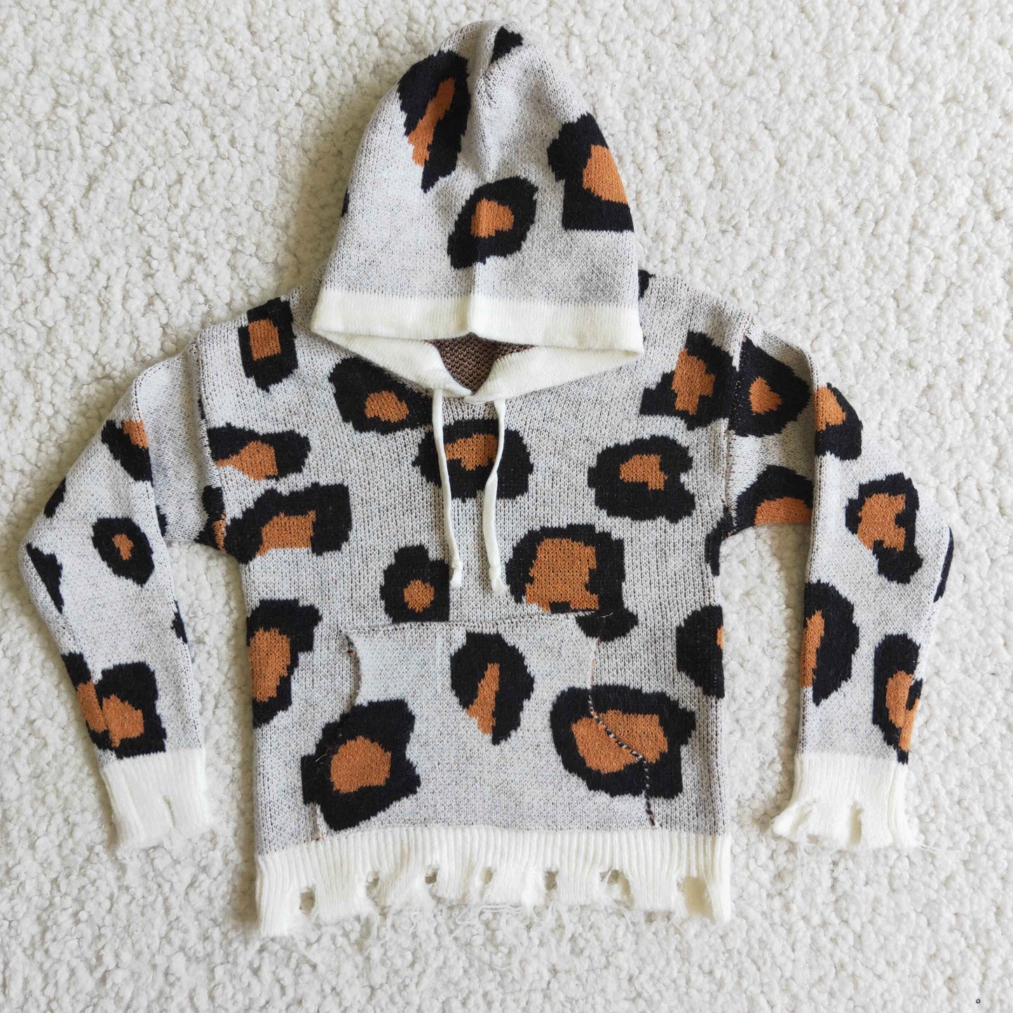 Leopard Hoodie Sweater Top for Winter