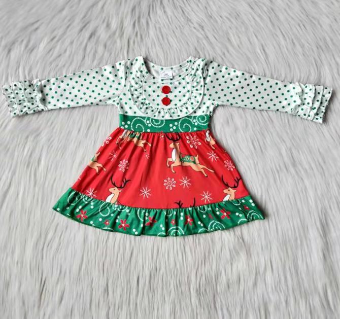 Cute Reindeer Girls Dress