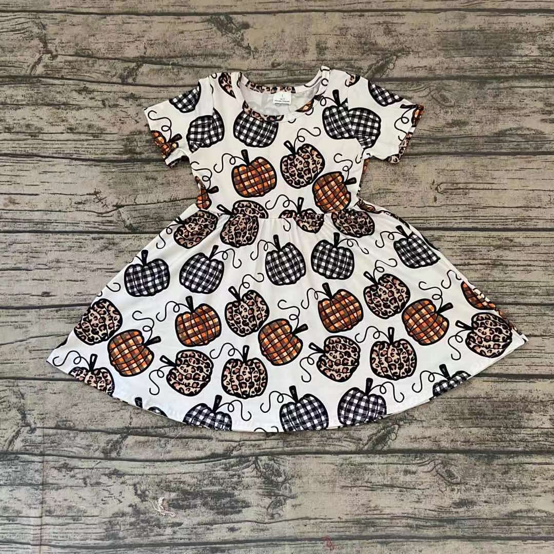 Short Sleeve Plaid Pumpkin Dress