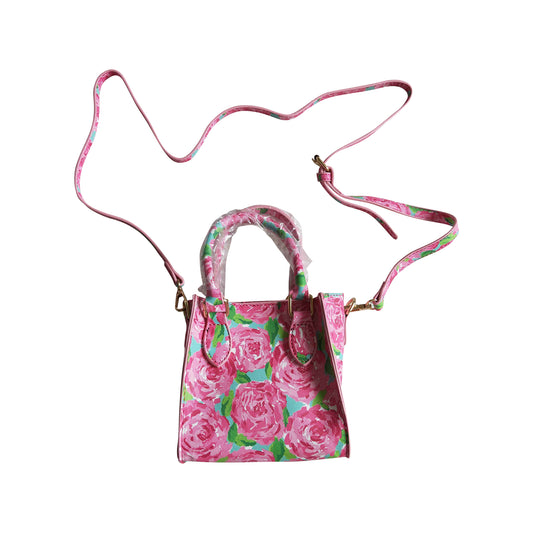 kids hot pink rose flower brossbody bag purse