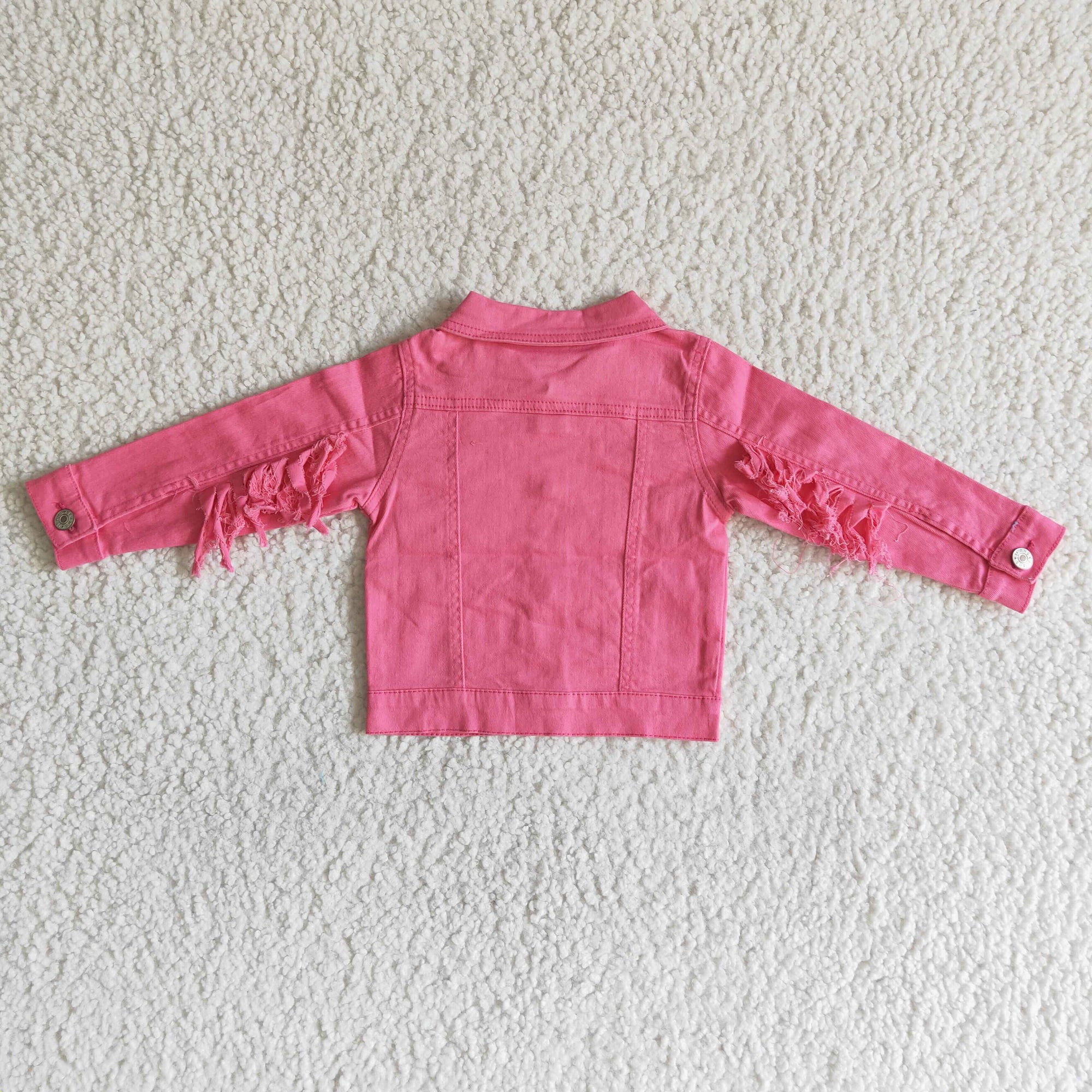 fashion hot pink denim jacket top