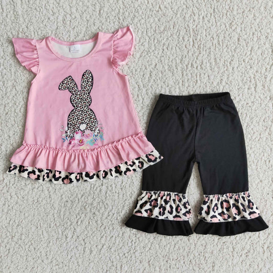 pink leopard rabbit girl's capris outfit