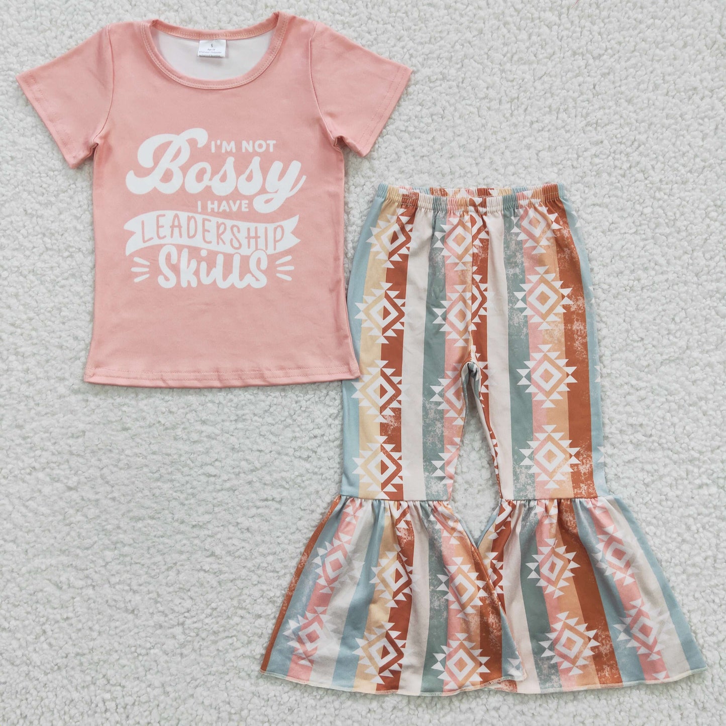 stripe bell bottom pants set i am not bossy i have leadership skills