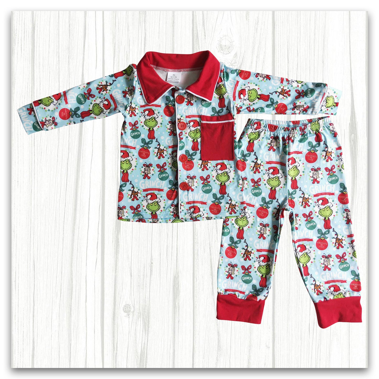 Boy Christmas Pajamas Outfit with Pocket