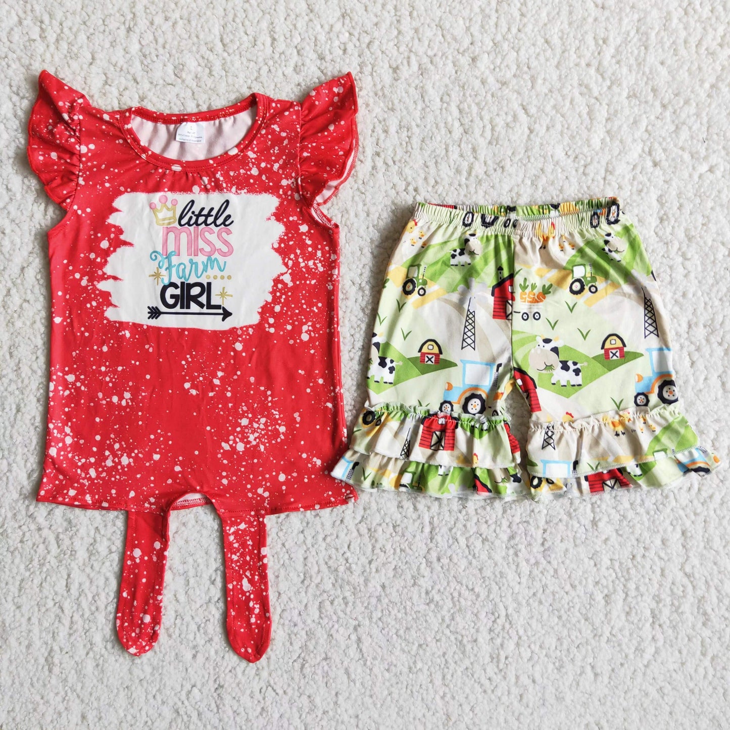 miss little farm girl ruffle shorts set