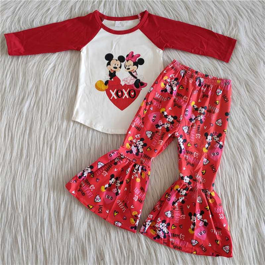 Girl's Valentines XOXO Cartoon Outfit