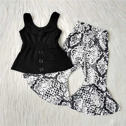 spring black tank top snake skin bells set