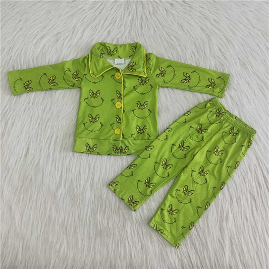 Green Christmas Pajamas Outfit Boy
