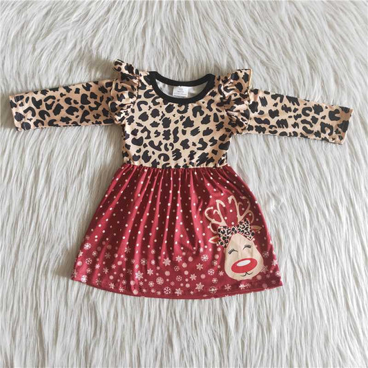 Deer Leopard Dress Christmas Clothes