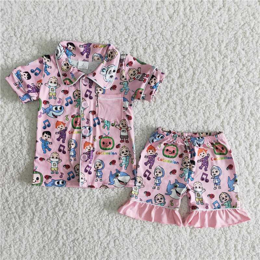 summer little girl clothes pink pajamas