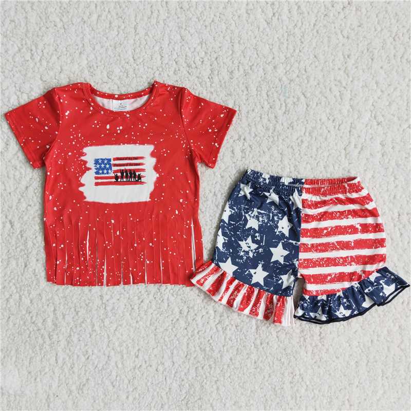 flag shorts set girl’s outfit