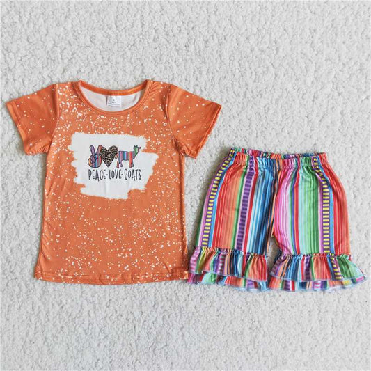 goats serape ruffle shorts set girl summer clothing