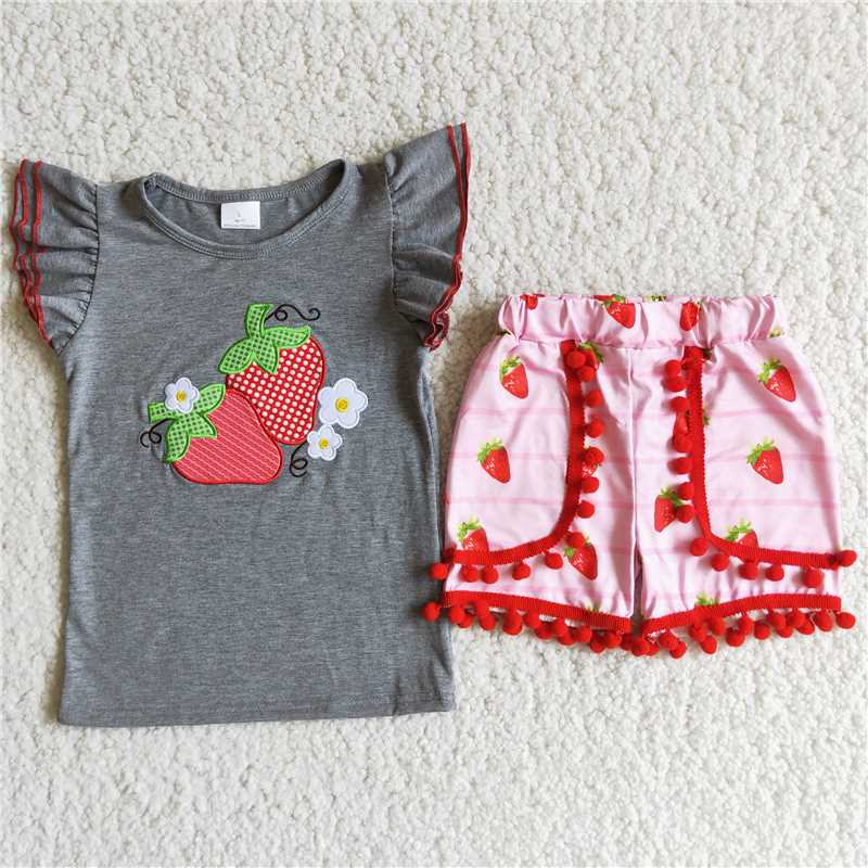 strawberry shorts set