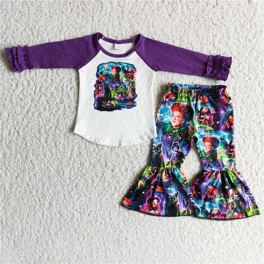 purple girl's pant set outfit for halloween