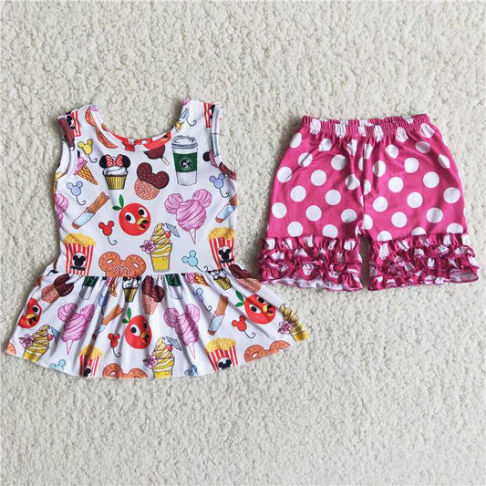 cartoon snack shorts set girl summer clothing