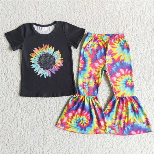 spring baby girl’s outfit tie dye pants clothes set