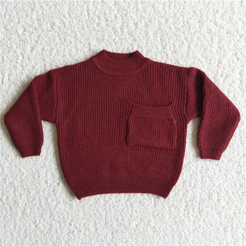 Maroon Sweater Coat with Pocket
