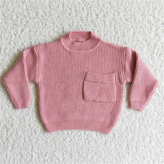 Pink Sweater Coat with Pocket