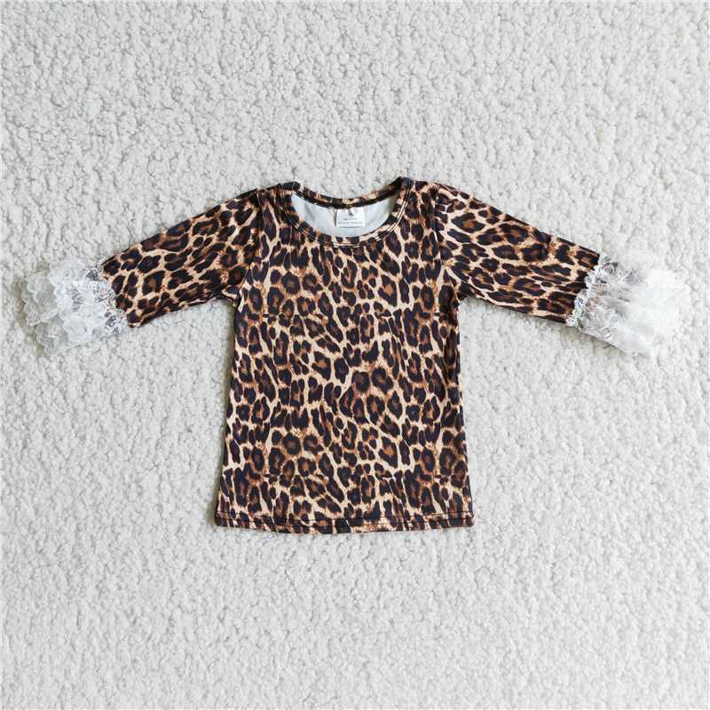 Leopard Shirt Ruffle Lace