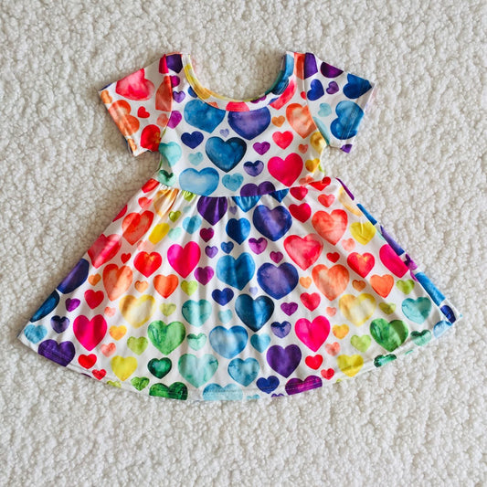 kids girls heart print dress