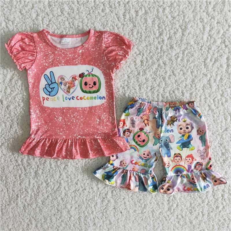 baby girl summer outfit melon shorts set